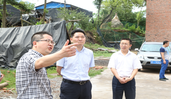(图为县纪委书记王通同志(中)深入华景镇调研纪律审查工作)